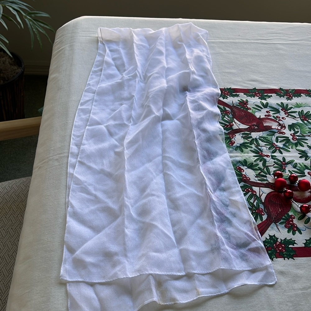White Sheer Oblong Scarf – 11” x 52” – Lightweight & Classic